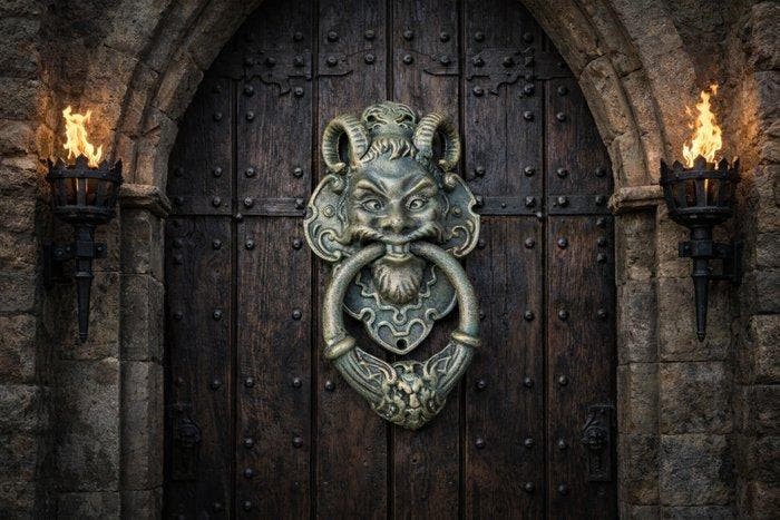 Heurtoir de porte - XXL - Iron Gargoyle Home Protector -, Antiquités & Art, Curiosités & Brocante