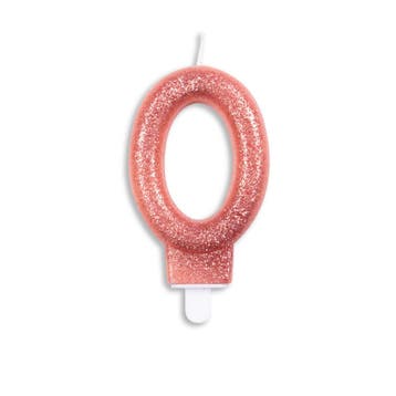 Kaars 0 Jaar Rose Goud Glitter 7cm, Verzenden