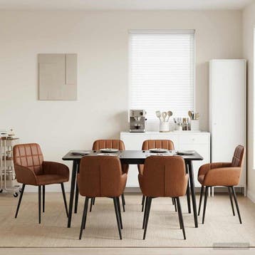 vidaXL Eetstoelen 6 pcs Kunstleer Bruin 56,5 x 50 x 86 cm, Verzenden, Nieuw