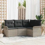 vidaXL Tuinbank Set met opslag 4 pcs Lichtgrijs poly rattan, Tuin en Terras, Verzenden, Nieuw