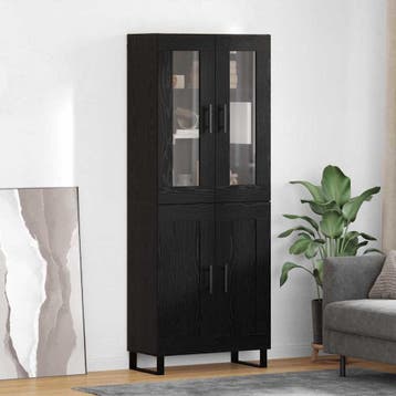 vidaXL Highboard 2 st Zwart Eiken 69,5 x 34 x 180 cm Bewerkt, Verzenden, Nieuw