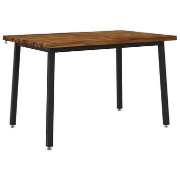 vidaXL 120 x 80 x 75 cm Massief Acacia Hout Naturel en Zwart, Huis en Inrichting, Tafels | Eettafels, Verzenden, Nieuw