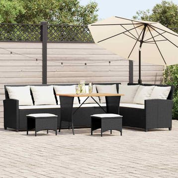 vidaXL 4-delige Tuinbankstel met kussens L-vormig poly, Tuin en Terras, Verzenden, Nieuw