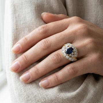 Ring - 18 karaat Geel goud, Witgoud - 2.40ct. tw. Saffier -, Nieuw