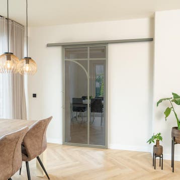 Stalen Schuifdeur met koofsysteem Kiezelgrijs 5 Vlaks rond R, Doe-het-zelf en Bouw, Nieuw, Metaal, 75 tot 150 cm, 150 tot 225 cm