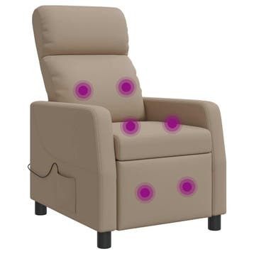vidaXL Massage Relaxstoel Cappuccino Kunstleer, Maison & Meubles, Fauteuils, Verzenden