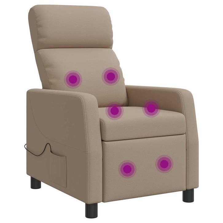 vidaXL Massage Relaxstoel Cappuccino Kunstleer, Maison & Meubles, Fauteuils, Envoi