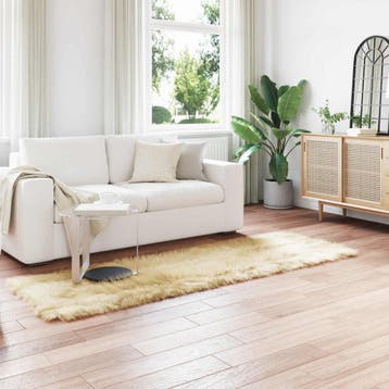 vidaXL Tapijt van imitatie schapenvacht TAFALLA Crèmekleurig, Verzenden, Nieuw