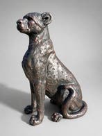 Beeld, garden statue in bronze color of a leopard - 60 cm -
