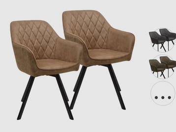 2dekans | Meubel31 Brione Draaibare Eetkamerstoelen - 2, Huis en Inrichting, Stoelen, Ophalen of Verzenden, Nieuw