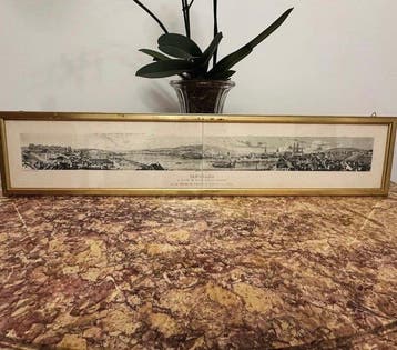 Glazen vitrinelijst - Hout, Papier - Panorama van Zürich