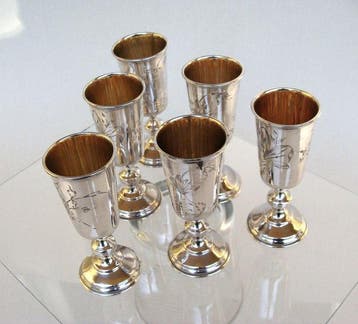 Khlebnikov - Set of 6 Imperial Russian Silver Beakers,