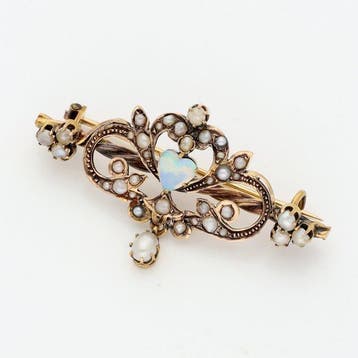 Broche - 18 carats Or jaune Perle - Saffier
