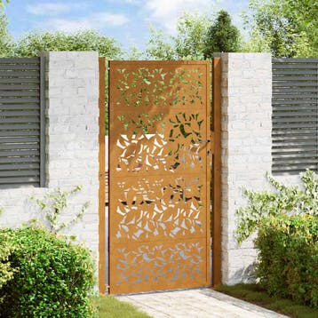 vidaXL Poort met bladontwerp 100x175 cm weervast staal, Tuin en Terras, Verzenden, Nieuw