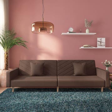 vidaXL Slaapbank / zetel 2-zits met 2 kussens stof taupe, Verzenden, Nieuw