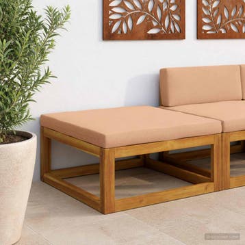 vidaXL Modulaire voetenbank met kussens Massief Acacia Hout, Verzenden, Nieuw