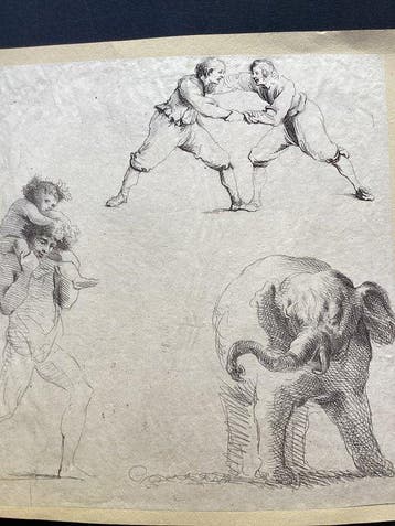 Comte de Caylus (1692-1765) - Sketches of Wrestlers, a
