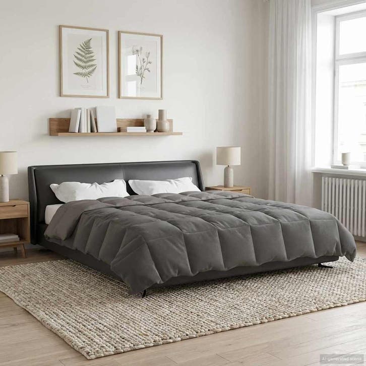 vidaXL Volledig Jaar Dekbed Gekwilt Lichtgrijs 220 x 240 cm, Maison & Meubles, Chambre à coucher | Linge de lit, Envoi