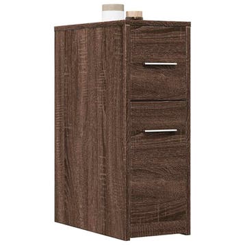 vidaXL Badkamerkast smal met wielen bewerkt hout bruin, Huis en Inrichting, Verzenden, Nieuw