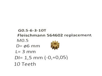micromotor G0.5-6-3-10T tandwiel voor Fleischmann, Overige merken, Gelijkstroom, Verzenden, Overige typen