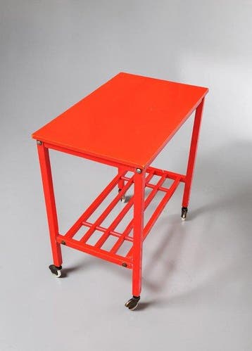 Bijzettafel - Hout - Gelakt rood/oranje