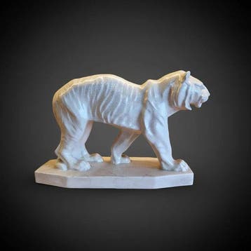 Beeldje - Tigre LEJAN Craquelé - Porselein, Glazuur,, Antiek en Kunst