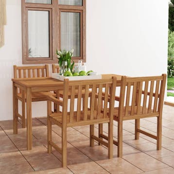 vidaXL 5-delige tuinset 160x80 cm massief teakhout, Verzenden, Nieuw, Tuinset