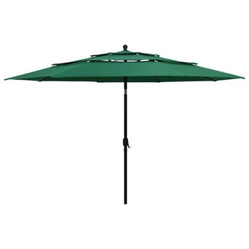 vidaXL Parasol 3-laags met aluminium paal 3,5 m groen, Verzenden, Nieuw