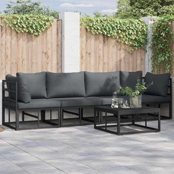 vidaXL Tuinbank Set 4 pcs Zwart Metaal, Verzenden, Nieuw
