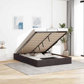 vidaXL Bedframe zonder matras 140x200 cm stof donkerbruin, Verzenden, Nieuw