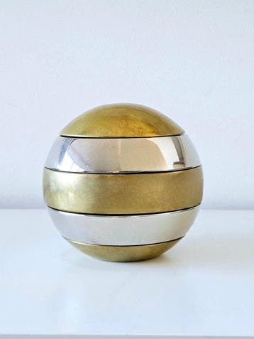 Asbak - Messing, Verzilverd - Stapelbare asbak van messing