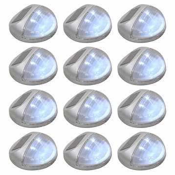 vidaXL LED-wandlampen solar rond zilver 12 st, Tuin en Terras, Verzenden, Nieuw