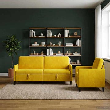 vidaXL Sofa Set Met Opslag 2 st Geel Polyester, Verzenden, Nieuw