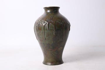 Vaas - Koper - Japan - Druppelrelief gevlekt - Hara Soemon