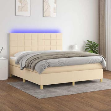 vidaXL Boxspring met matras en LED stof crèmekleurig 160x200, Verzenden, Nieuw