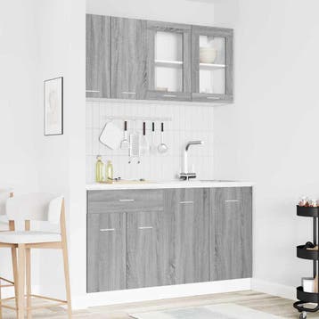 vidaXL Keuken Eenheid LYON 4 st Grijs Sonoma Bewerkt hout, Verzenden, Nieuw