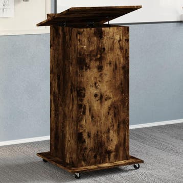 vidaXL Lessenaar met wielen en lade 55x55x107 cm hout, Verzenden