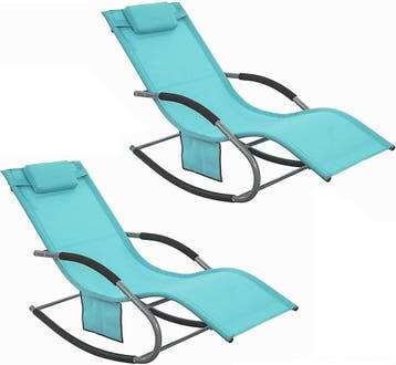 2dekans | SoBuy - 2 Tuinstoelen - blauw - 141x62x86 cm, Tuin en Terras, Ophalen of Verzenden, Nieuw
