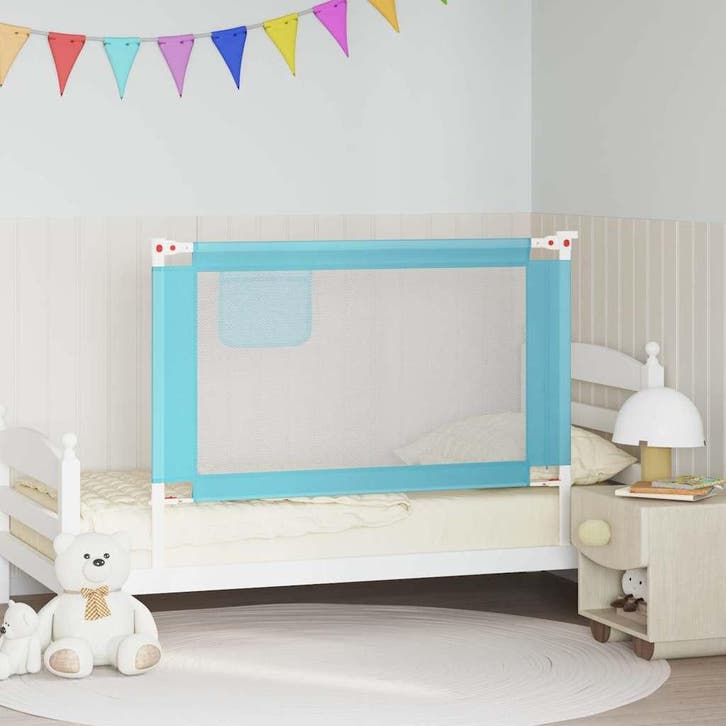 vidaXL Bedhekje peuter 120x25 cm stof blauw, Enfants & Bébés, Barrières, Envoi