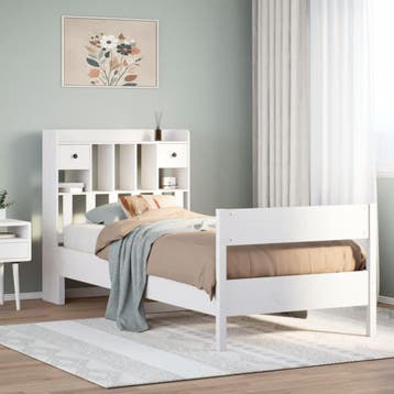 vidaXL Bed met boekenkast zonder matras grenenhout wit, Huis en Inrichting, Verzenden, Nieuw