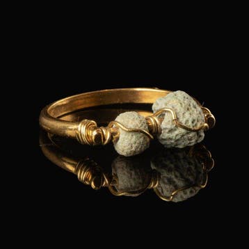 Oude Egypte, late periode Ring met Egyptische faience kralen, Antiek en Kunst