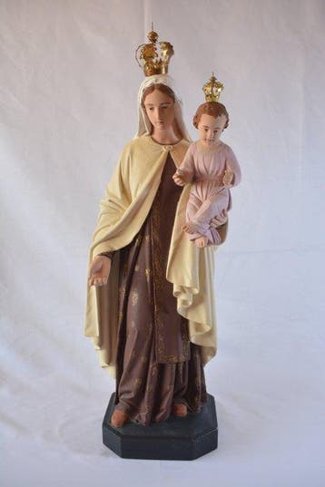 sculptuur, Virgen del Carmen - 70 cm - Gips, Hout, Messing, Antiquités & Art