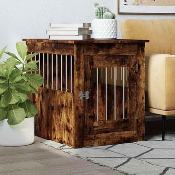 vidaXL Hondenbench 55x75x65 cm bewerkt hout gerookt, Dieren en Toebehoren, Verzenden, Nieuw