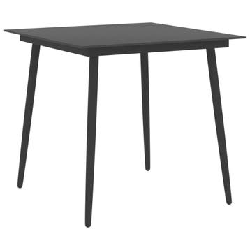vidaXL Tuintafel 80x80x74 cm staal en glas zwart, Tuin en Terras, Tuintafels, Verzenden, Nieuw