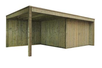 Tuinhuis met overdekt terras (jaloeziewanden) 3,63 x 6,24 m, 200 tot 400 cm, Tuinhuis, Nieuw, Zonder ramen