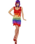 Charleston jurk met franjes in regenboogkleuren, Ophalen of Verzenden, Nieuw