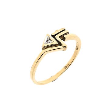 Gouden ring; diamant 0,01 ct.; 14 karaat; ringmaat 16,75, Handtassen en Accessoires, Gebruikt, Ophalen of Verzenden, Kleiner dan 17