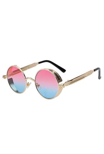 KIMU® Ronde Bril Steampunk Vintage Goud Montuur Rond Roze Bl, Ophalen of Verzenden