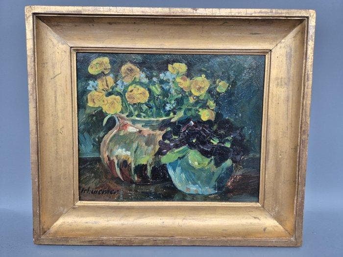 École allemande (XX) - Blumenstillleben, Antiek en Kunst, Kunst | Schilderijen | Klassiek