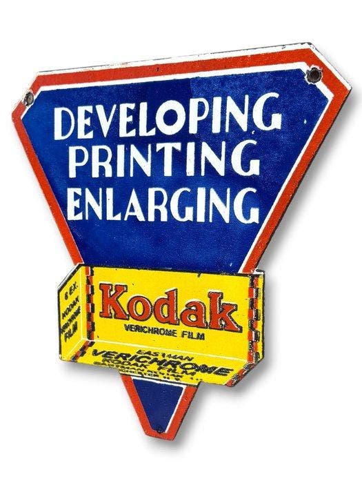 Kodak - Emaille plaat - Emaille, Antiek en Kunst, Antiek | Wandborden en Tegels